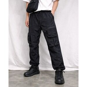 EPTM Men's Black Nylon Cargo Pants XL 36 Techwear Utility Jogger Streetwear